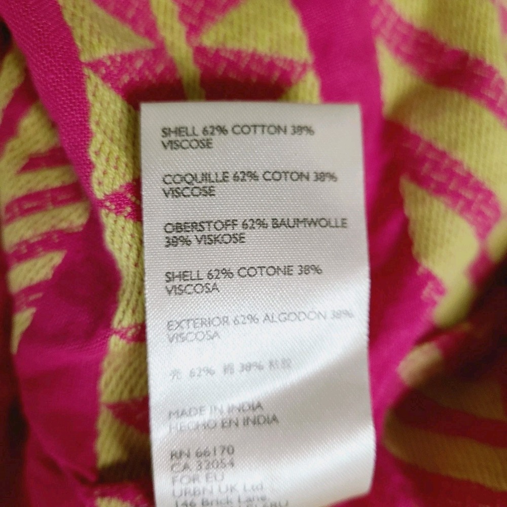NEW Maeve Anthropologie Embroidered Boho Tassel Dress Pink Yellow Geometric M - Picture 9 of 14
